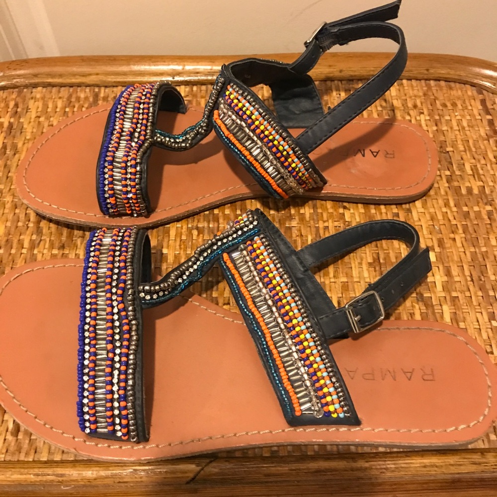 Rampage bead jewel flat sandals brand new